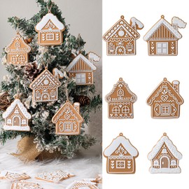 24 Pcs Christmas Gingerbread House Ornaments Gingerbread Hanging Decorations Silicone Christmas Ornaments with Ropes for Xmas Tree Winter Crafts