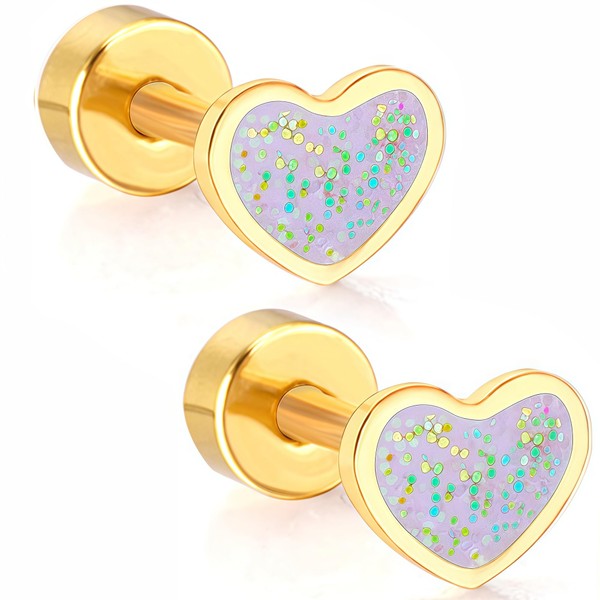 TAIGRAMA Gold Flat Back Stud Earrings for Women, Hypoallergenic Surgical