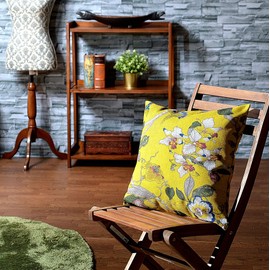 Kuai Cushion Cover 45cm 60cm 30x50cm Floral Oriental Antique Chinoiserie Asian Scandinavian Interior Polyester (45x45cm, Yellow)