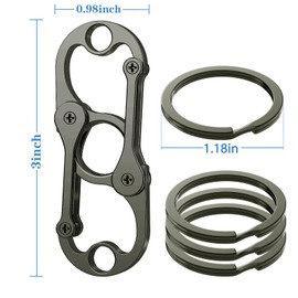 Yebongda Special Key Chain, Heavy Duty Carabiner Clip Keychain Opener with 4 Key Rings for Men and Women Dark Grey