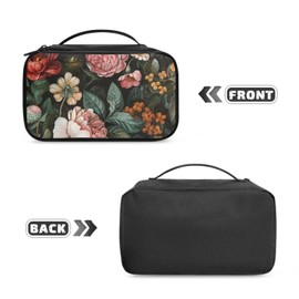 AZULCUSTO Retro Floral Cosmetic Bag Travel Makeup Bag Organizer Makeup Bag for Women Travel Cosmetic Bag Wear-resistant Zipper Pouch for Skin Care Products,Cosmetic Accessories