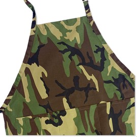 Camoflauge BBQ Kitchen Apron - 1 Size Fits All - Adjustable Neck - 100% Cotton - Camo Colored