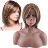Peluca Bob Corta Liso Marrón, Peluca de Cabello con Flequillo