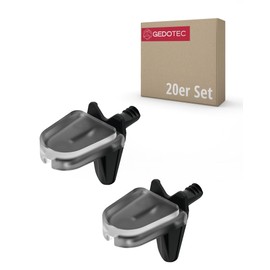 Gedotec Glass Shelf Support 3 mm Shelf Bracket with Fuse - H9638 | Pack of 20 - Shelf Support for Wood and Glass Floors | Steel Black - Plastic Transparent | Shelf Support Pins for Furniture