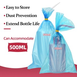 ATOMUS 100pcs Tattoo Bottle Bag Tattoo Squeeze Wash Bottle Covers Sleeve 15x25.6cm with 250ml Lab Bottles Eyelash Water Bottle