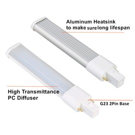 SATZOL 2 Pack 5W G23 LED Bulb, 2 pin U Shaped PL CFL PLS-9W Replacement, 5.3" Length G23 Bulb Plug and Play 2Pin LED Tube, Daylight White G23 Bulb 500LM Compatible with The Ballast