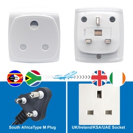 South Africa 3-pin Large Plug Type M (NOT Indian Type D plug) Adapter Convert to 3-pin UK Socket, BS 8546 Approved, Safety Protection Design, Flame Proof, 13A Fuse with Safety Shutter (8 Pieces White)