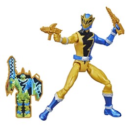Power Rangers Dino Fury Gold Ranger 15-Cm Action Figure Toy Inspired by TV Show with Dino Fury Key and Dino-Themed Accessory for Ages 4 and Up