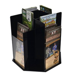 Marketing Holders Rotating Brochure Holder for 4x9 Inch Trifolds and Rack Cards 8 Pocket Tiered Spinning Countertop Display with Black Sides and Clear Plexiglass Acrylic Front Panels