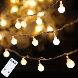 JOLYMOLY Globe String Lights 59 Ft 100 LED Fairy Lights Plug in with Remote Timer, Connectable 0.71'' Small Frosted Globe Lights for Bedroom Wedding Holiday Indoor Outdoor Decor, Warm White