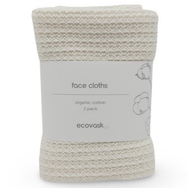 Ecovask Face Cloth 2pk Organic Cotton, Marshmallow