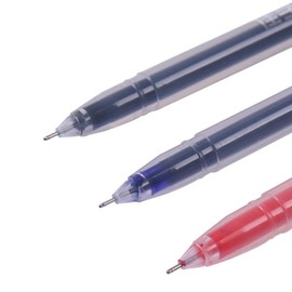 Gel Ink Rollerball Pens 0.35mm Black Red Blue Extra Fine Point Simple Design Clear Holder Pack of 12