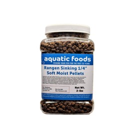 1/4" Soft Moist Sinking Rangen Salmon Pellets for Adult Axolotls, Shrimp, Snails, Crabs, Small Amphibians, Bottom Tropical Fish ...2-lb Med Jar