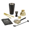 Homiu Cocktail Shaker Set Black and Gold 5-Piece, Stainless Steel
