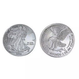 TWO 1 TROY OUNCE/OZ .999 Pure TITANIUM Metal Walking Liberty/Eagle Rounds/coins