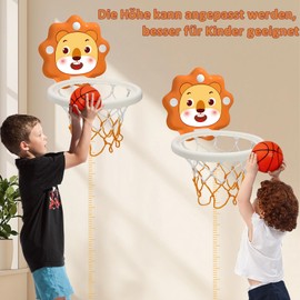 MAYAPHILOS Mini Basketball Hoop for Room, Portable Lion Basketball Hoop with Inflatable Balls, Sticky Basketball Toy with Suction Cup for Children from 3 Years