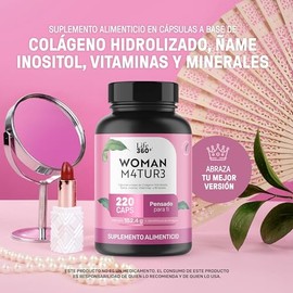LIFE 360+ Multivitamínico | Colágeno, Inositol, Calcio, Vitamina E, K2, A, D3, B12, B1, B2, B3, B5, B6, B7 Y B9 | 220 Cápsulas Woman Mature