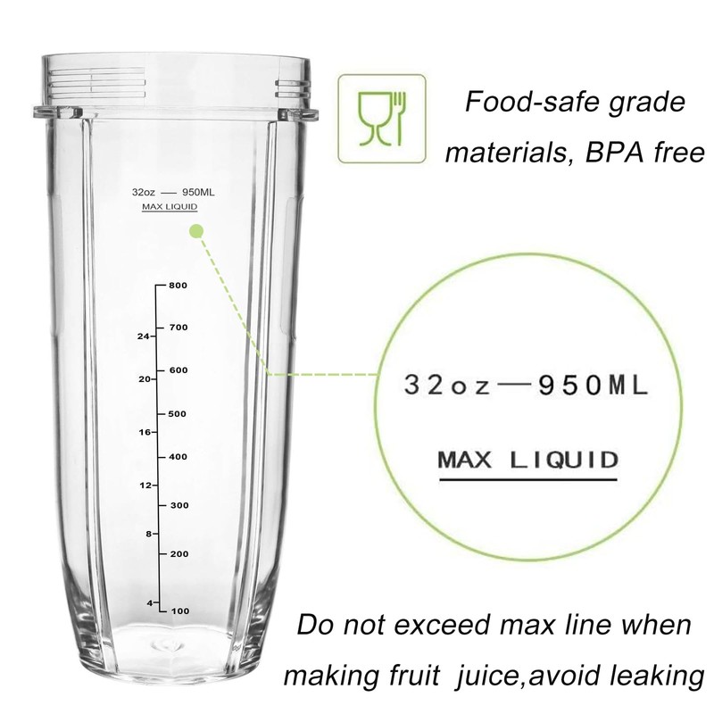 32OZ Cup for Compatible with Nutri Ninja Replacement Parts BL480,