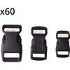 5/8, 1/2, and 3/8 inch(20 Each) Black Plastic Contoured Side