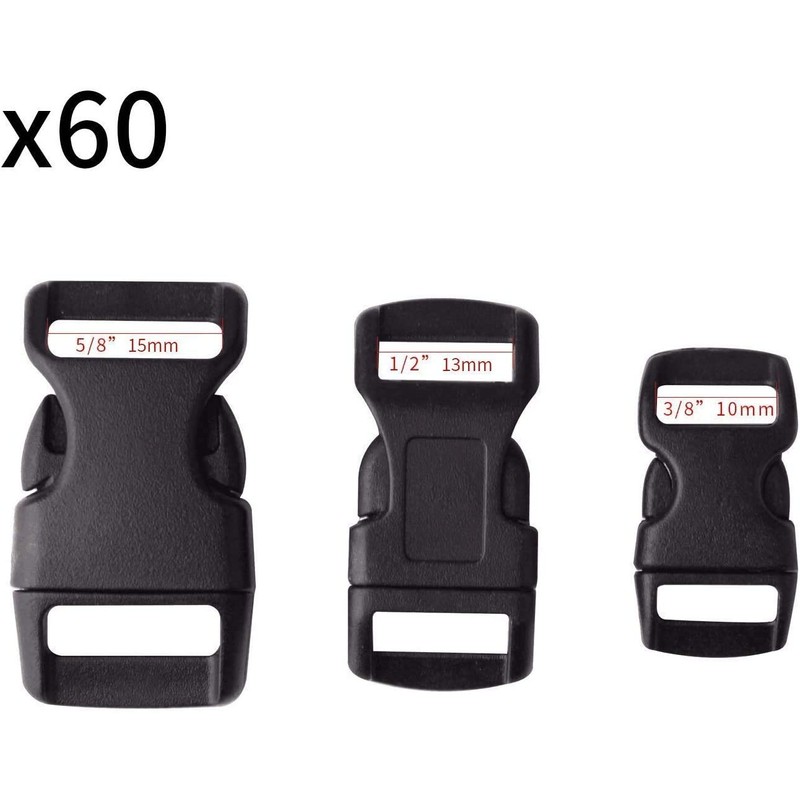 5/8, 1/2, and 3/8 inch(20 Each) Black Plastic Contoured Side