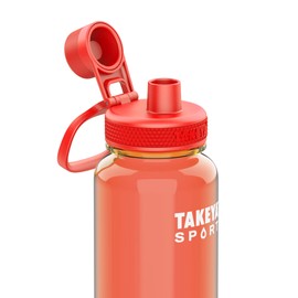 Takeya Premium Quality Tritan Sport Water Bottle with Spout Lid, BPA Free, 1.1L Pro Fire