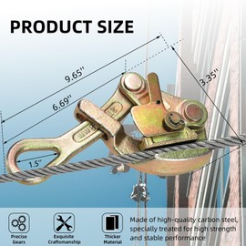 WRINGKIT 4400lb Cable Grip Steel Wire Gripper, 2 Ton Cable Puller Tool for 4-22 mm Wire Rope, Cable Tensioner with Swing Latch, Rope Jaw Puller Tightening Tool