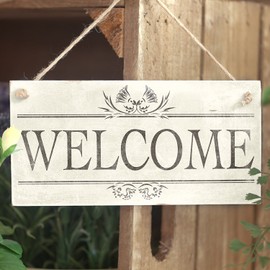 Meijiafei Welcome - Rustic PVC Sign/Plaque for Entrance or Porch Home Decor 10"x5"