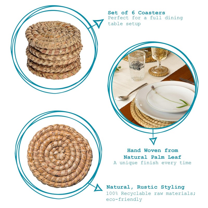 Argon Tableware Round Coasters - 10cm - Pack of 6