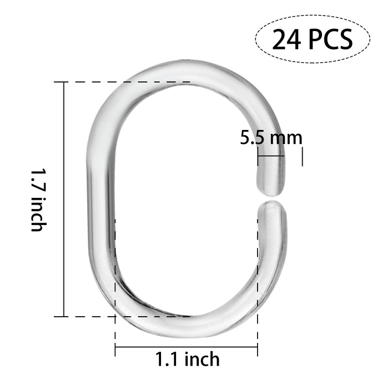 FuninCrea 24 Pieces Shower Curtain Rings, Plastic Shower Rings for
