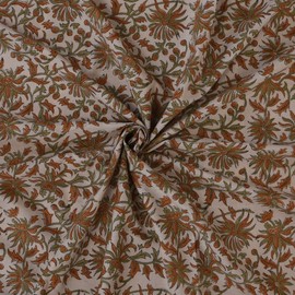 Trade Star 3 Yard Hand Block Print Natural Voile Fabric 100% Cotton Running Print Fabric Sewing and Crafting Fabric by The Yard for Curtains Indian Ethnic Beautiful for Dressmaking (Pattern 22)