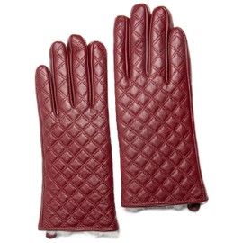 CANDOR AND CLASS Women's Touchscreen Rabbit Fur Lined Leather Gloves, Gift Box (Wine XL)