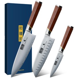 HOSHANHO 3 Pieces Knife Set, Ultra-Sharp Japanese Super Steel Kithen Knives Set, Professional Chef Knife Set with Ergonomic Wooden Handle & Gift Box