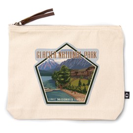 Lantern Press Glacier National Park, Montana, Lake McDonald Lodge, 100% Cotton Zipper Pouch, Travel Accessory, Go Bag