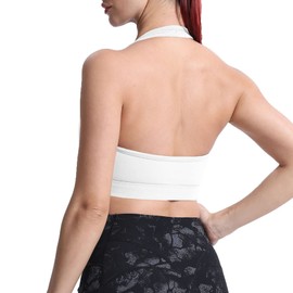 Aoxjox - brasier deportivo para mujer, sin espalda, acolchado, sin espalda, para yoga, sin mangas, 1 blanco, L