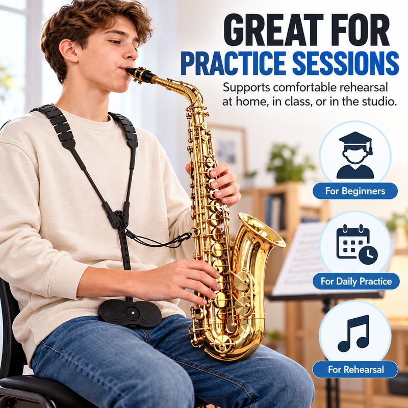 Saxophone Neck & Shoulder Strap for Instrument Support – Reusable