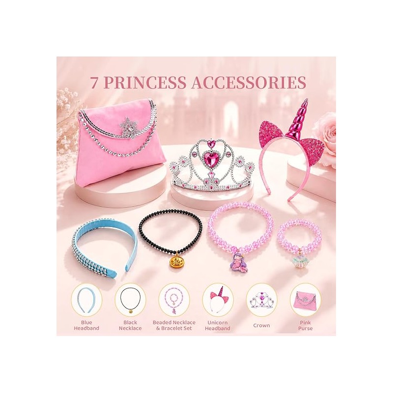 Meland Princess Dress Up Trunk for Girls 3-8, Toys Gift