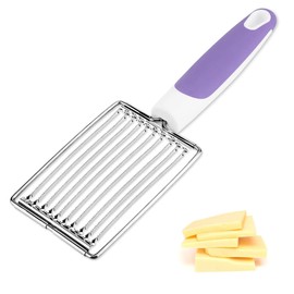 GXGM 1 x Potato Cutter, Boiled Egg Slicer, Stainless Steel with Handle, Tomato Cutter, Lunch Meat Cutter, Ham, Fruit Cutter, 10 Slices (Purple)