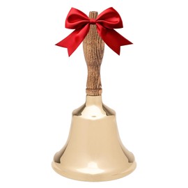 Bevin Bells Solid Brass Hand Bell | 6HB | New England Hardwood Handle | Elegant Hand Call Bell | Noise Makers | Loud Brass Bells | Easy to Grip Handle | Teacher Handheld Bell | Made in CT, USA