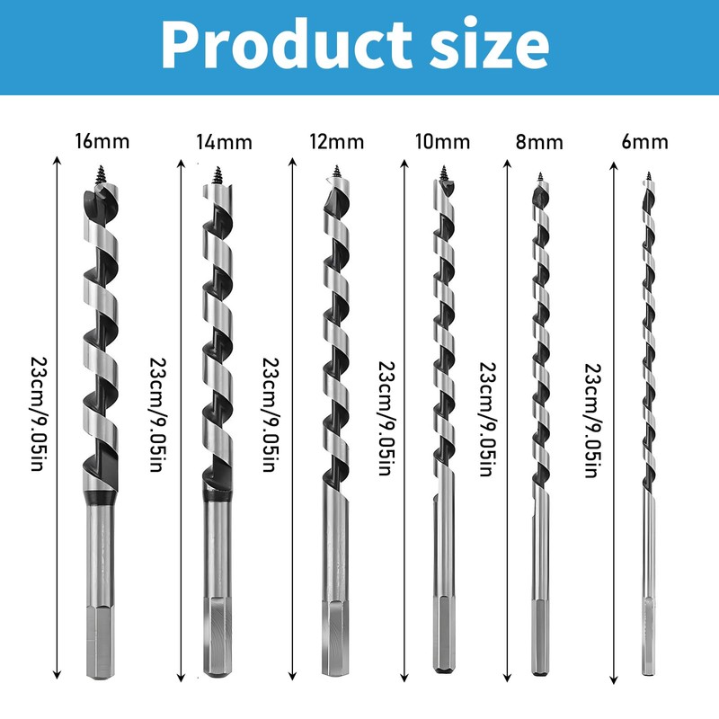 Wood Drill Bit Set 6, 8, 10, 12, 14, 18