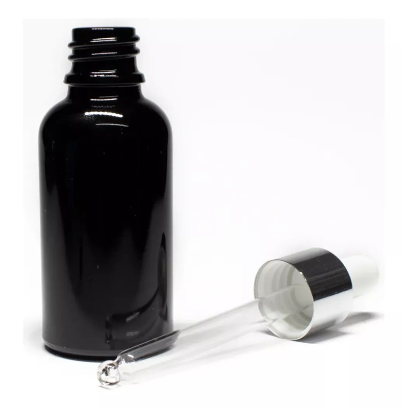 Meliars Frasco Gotero 10/30 Ml Negro Bulbo Plata/blanco (30 Pzs)