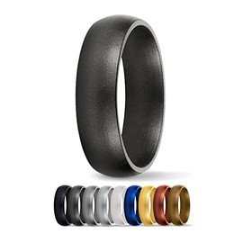 SafeRingz Metallic Silicone Wedding Ring, 6mm, Made in the USA, Men or Women, Gunmetal 12