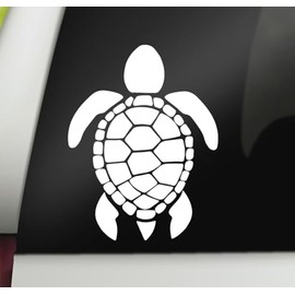 Sea Turtle Decal | Sea Turtle Ocean Vinyl Sticker | Sea Turtle Car Decal | Sea Animal Sticker Bumper Sticker Window Laptop Tumbler Decal | 4" x 5.2" Size | White | Made in USA | DECALBUNNY