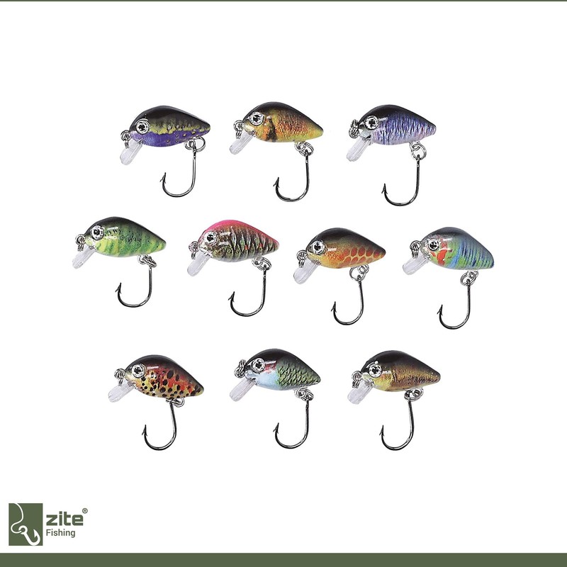 Zite Fishing Mini Wobbler Set - 10 Ultra-Light Artificial Bait