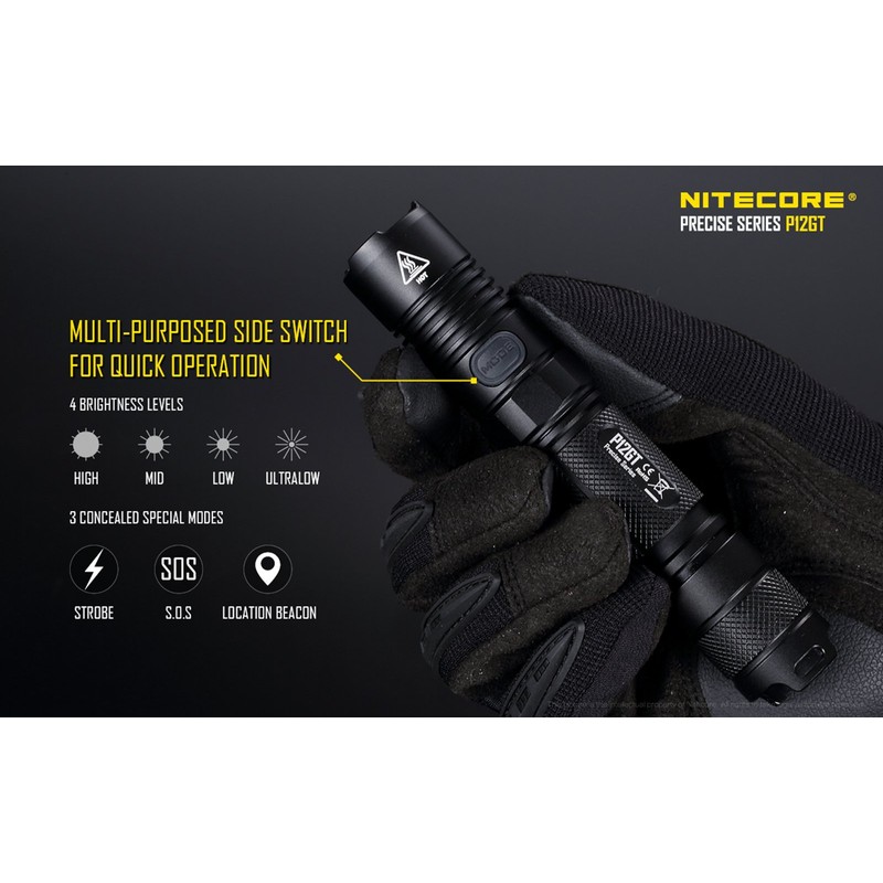 Nitecore P12Gt Flashlight Cree XP-L Hi V3 LED-with Free Andrew