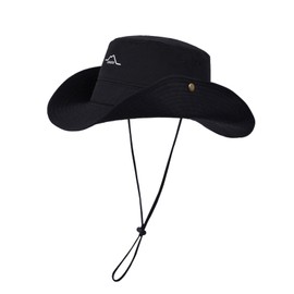 TAGVO Water Resistant Sun Hat for Men & Women, Wide Brim Fishing Hat, Quick Dry Outdoor Safari Hat with Windproof Chin Strap, black, Unit size