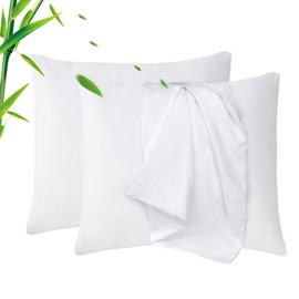 LINENOVA European Pillowcase Set of 2, Cooling Rayon from Bamboo Pillow Cases, 2000 TC Ultra Soft & Breathable Envelope Pillow Cover, Moisture-Wicking for Hot Sleepers(White, 65 * 65cm)
