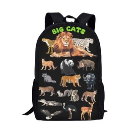 Bloomprint Lion Cheetah Panda Tiger Print Kids Backpack for Boys Girls Elementary Cute Zoo Animal School Bag 17 inch Multifunctional Large Capacity Durable Travel Backpack