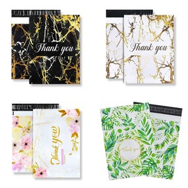 50x Poly Mailer Bag Mailing Postal Bags Gifts Shipping Wrapping Design Pattern Designer Envelope for Parcel Mail 25x33CM (10x13 Inch) - Tropical Leaves Thank You