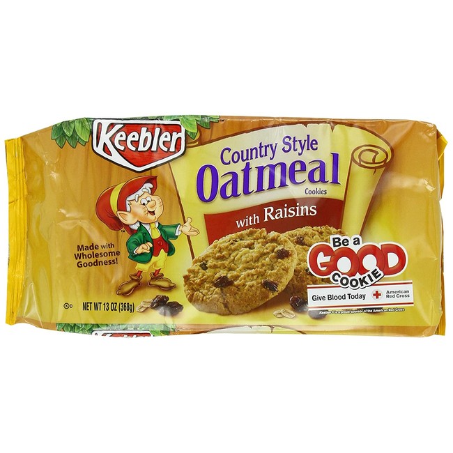 Keebler Country Style Oatmeal Cookies With Raisins, 13 oz. (Pack of 6)