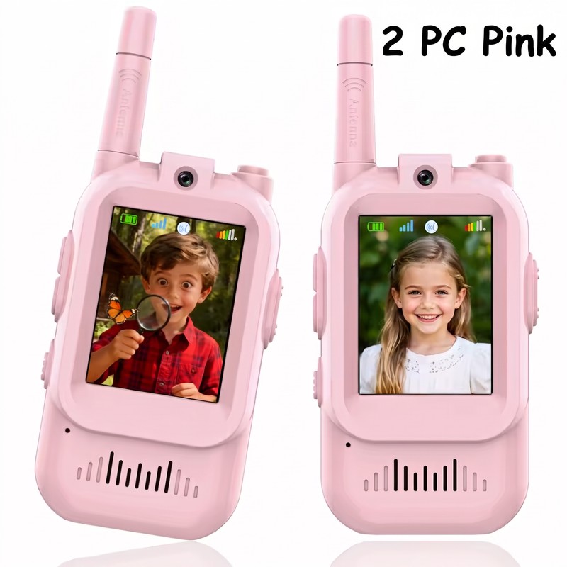 2PC Video Walkie Talkies for Kids – Rechargeable Two-Way Communication